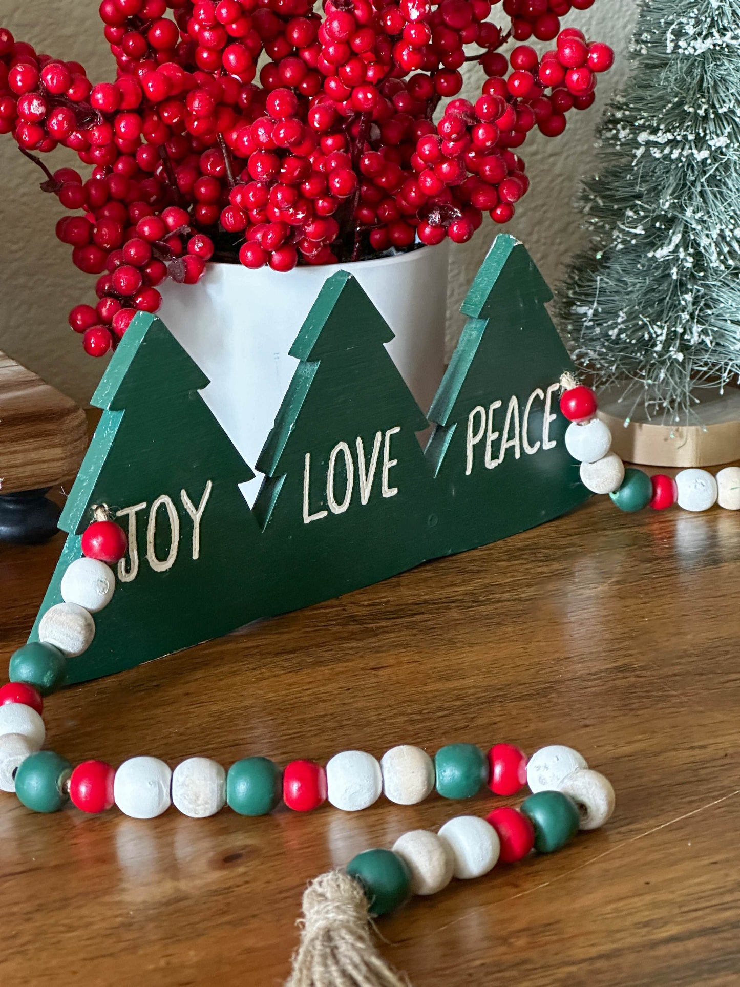 Love Peace Joy Christmas Bead Garland