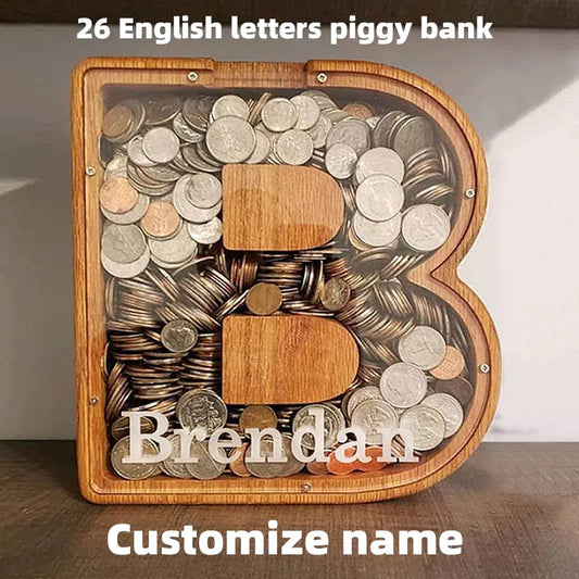 Twenty-Six Letter Wooden Piggy Bank