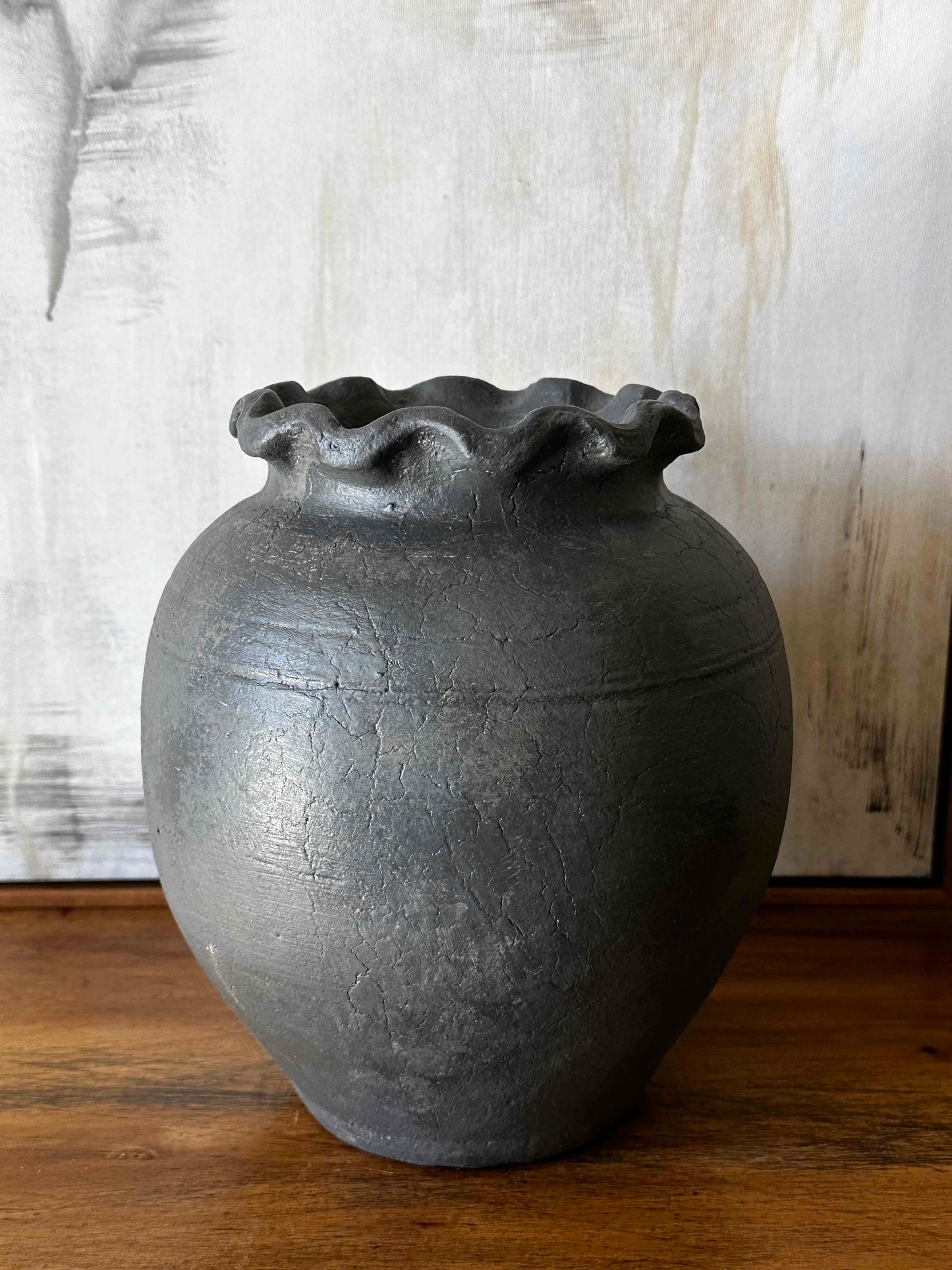 Distressed Black Vase