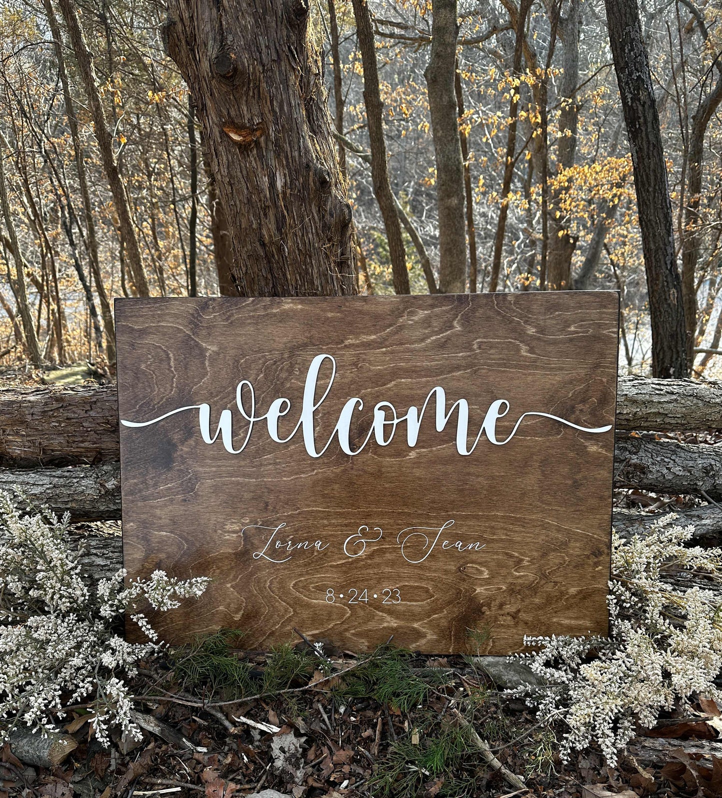 Engraved Wedding Welcome Sign, "Lorna"