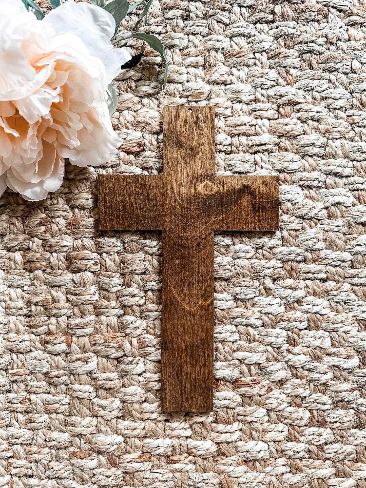 Baptism gift, minimalist gift, wooden cross with name, simple brown