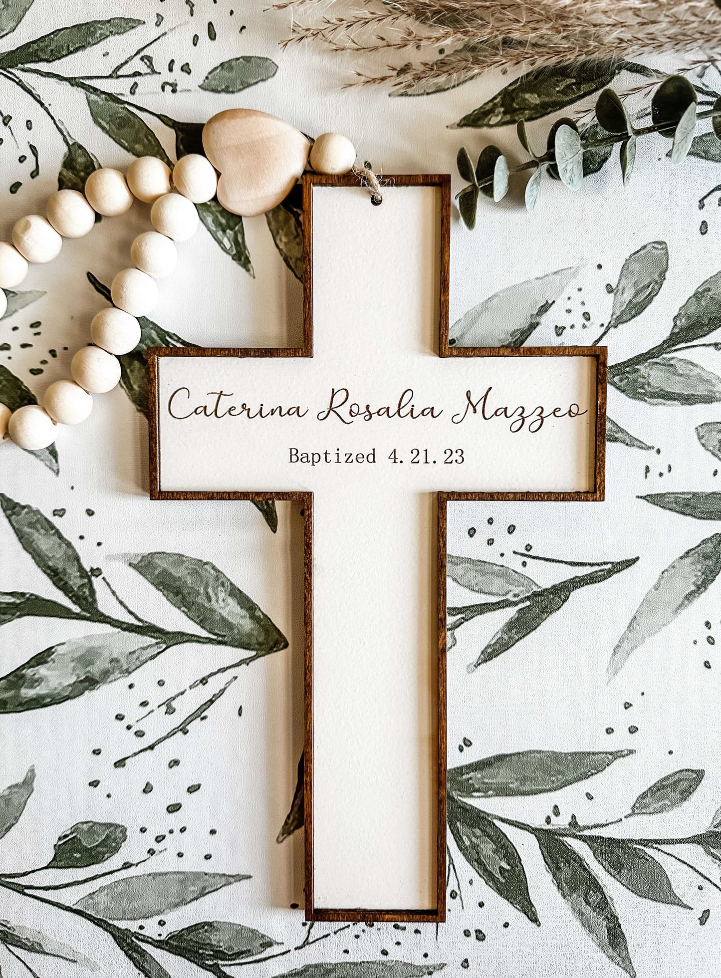 Baptism gift, 3-d, wooden cross, personalized baptism gift, christening gift, cross with name, Catarina