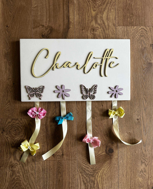 Custom Wood Bow Holder Name Sign - Charlotte