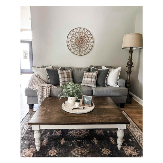 Airy Farmhouse Style Coffee Table, Rectangle