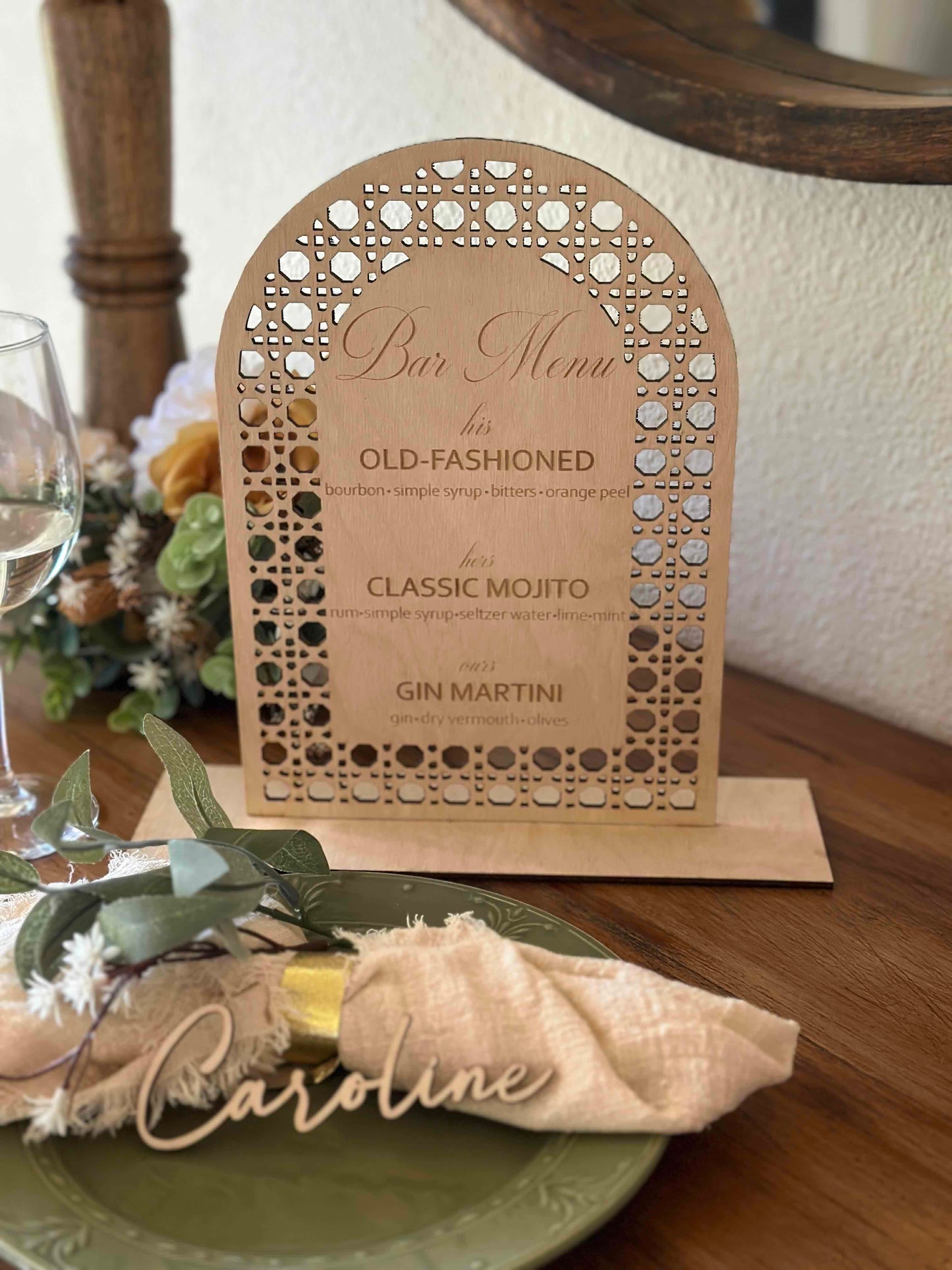Scroll custom engraved place cards