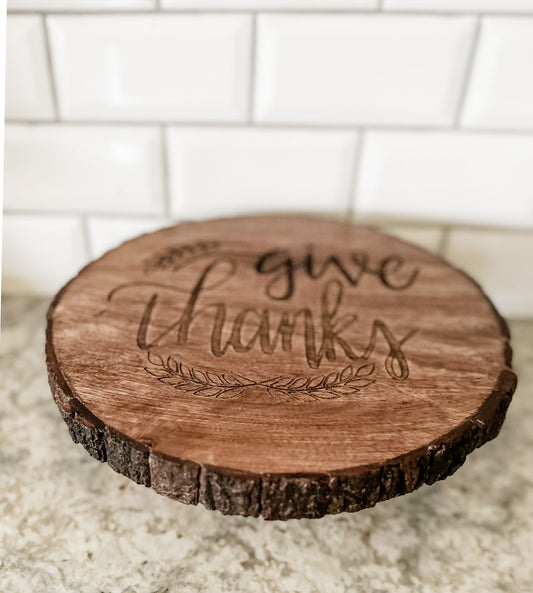 Give Thanks pedestal cake stand