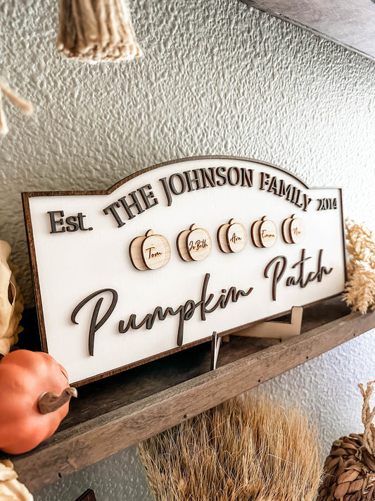 Engraved Family Name Pumpkin Patch Sign