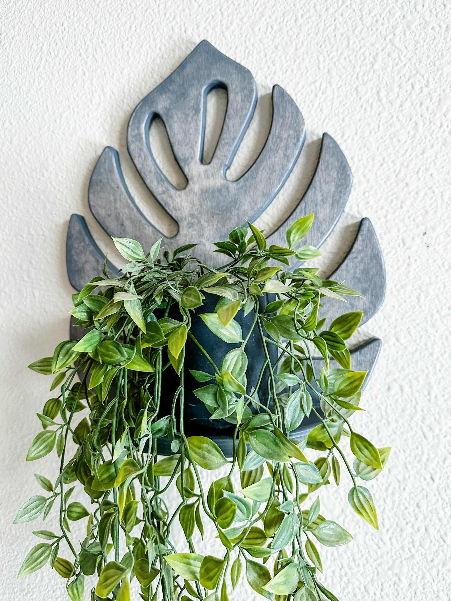 Minimalist monstera leaf shelf plant holder