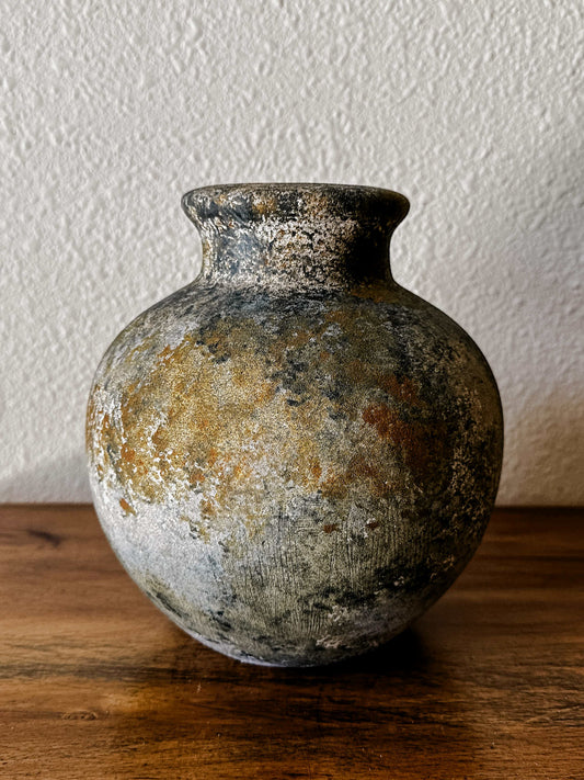 Vase Distressed Black, Beige, Rust