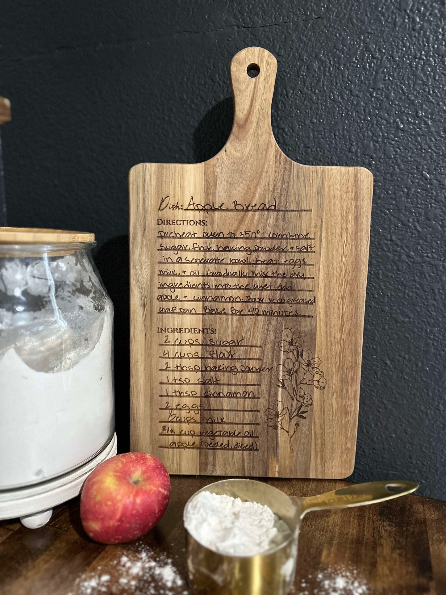 Apple Bread or custom recipe cutting board