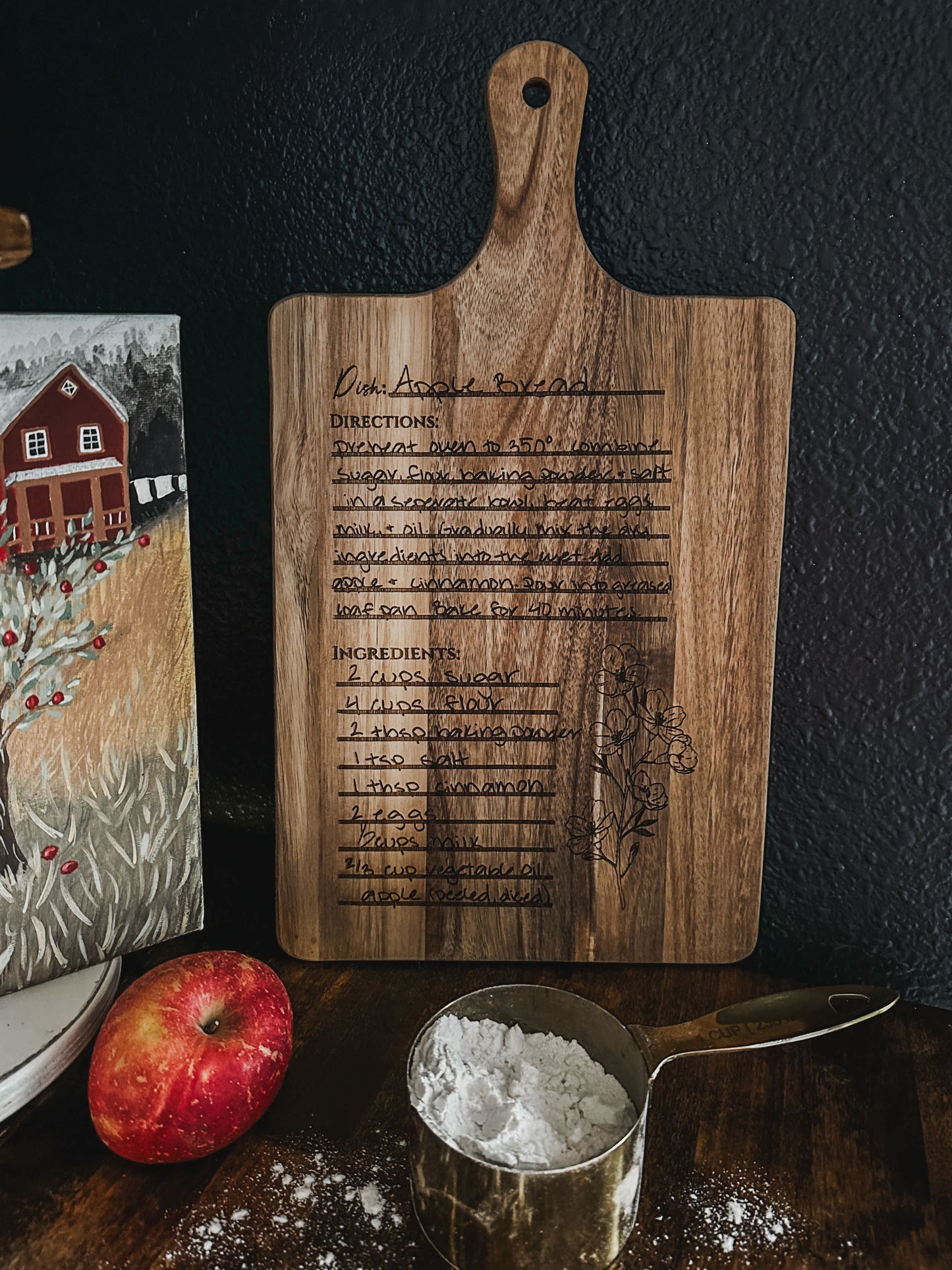 Apple Bread or custom recipe cutting board