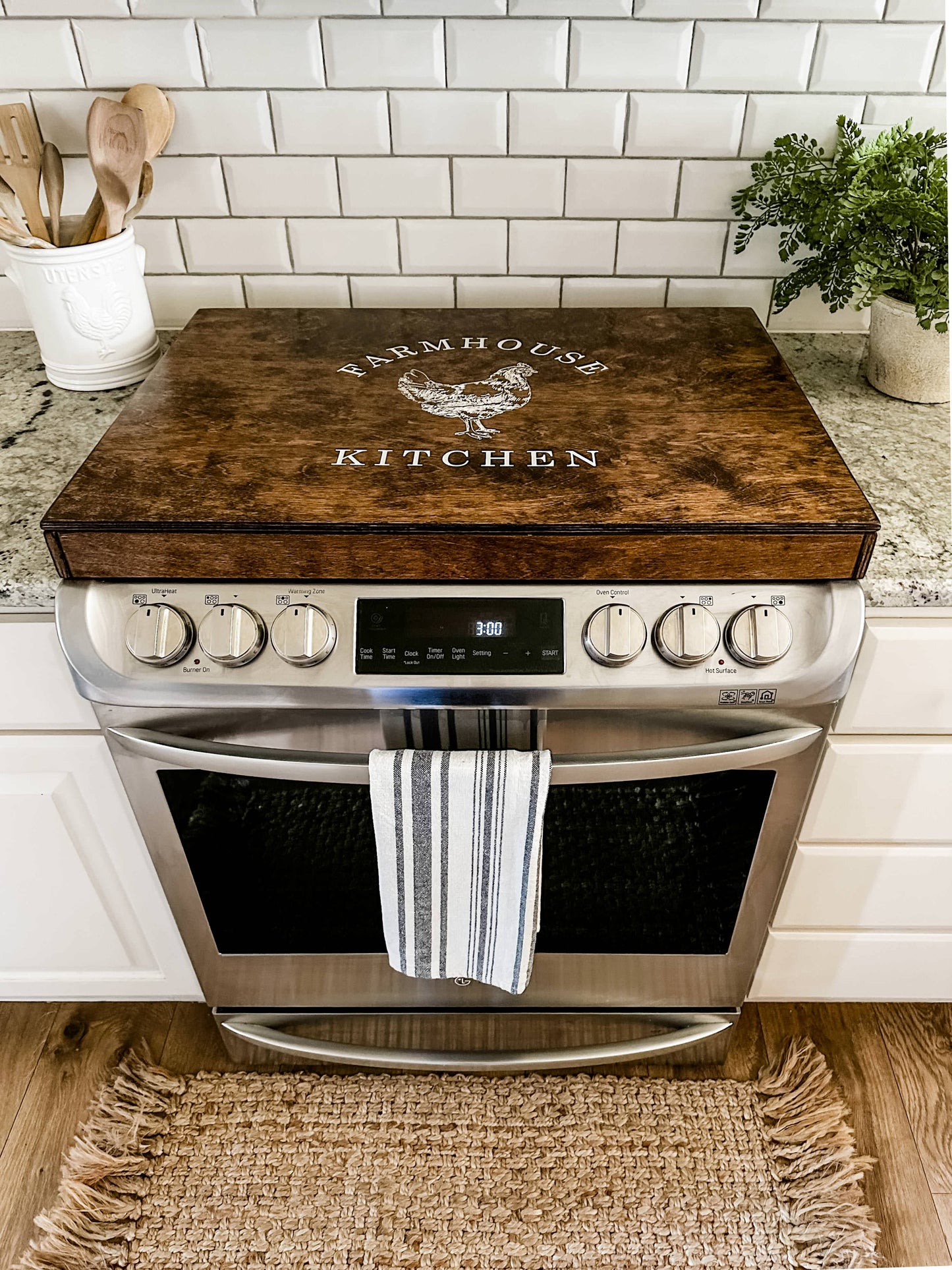 "Farmhouse Kitchen" Stove Cover, Warm Brown