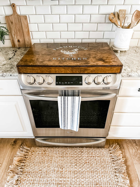 "Farmhouse Kitchen" Stove Cover, Warm Brown