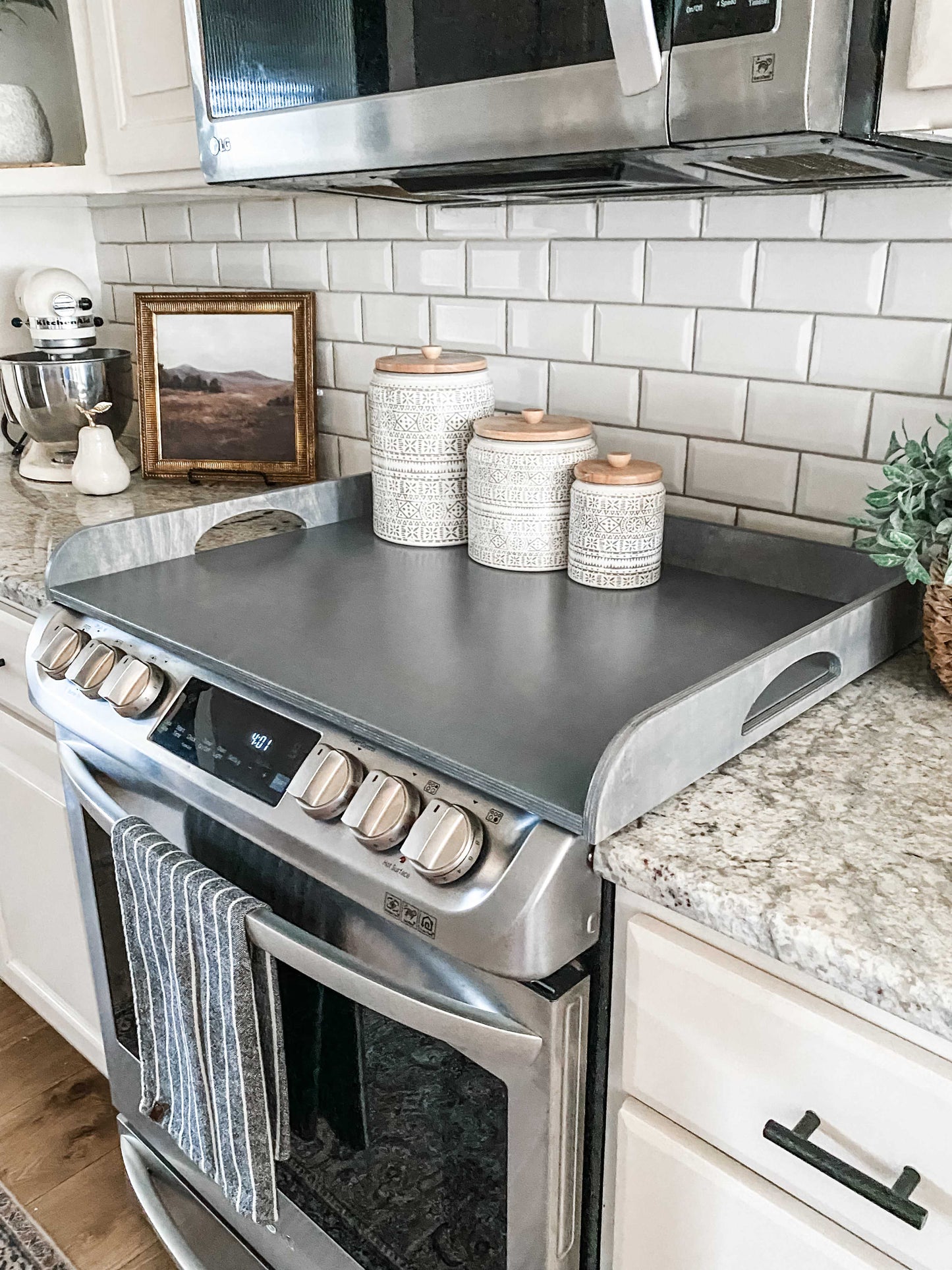Raised Edge Heather Gray Stove Cover