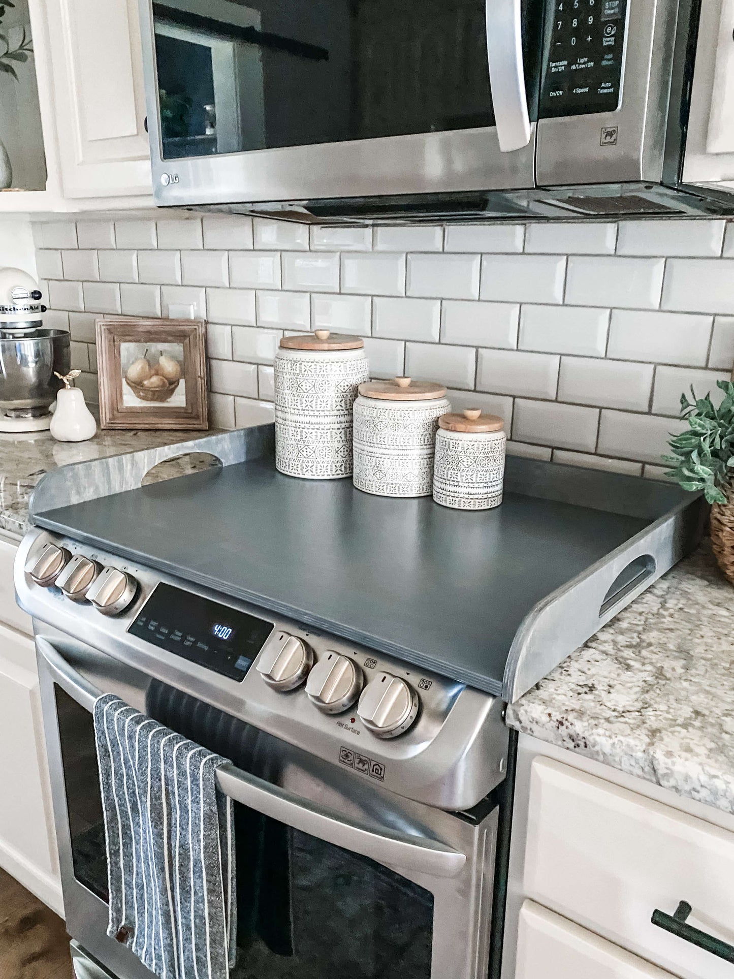 Raised Edge Heather Gray Stove Cover