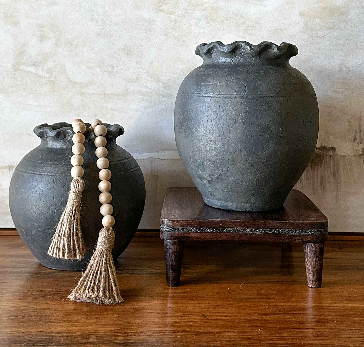 Distressed Black Vase