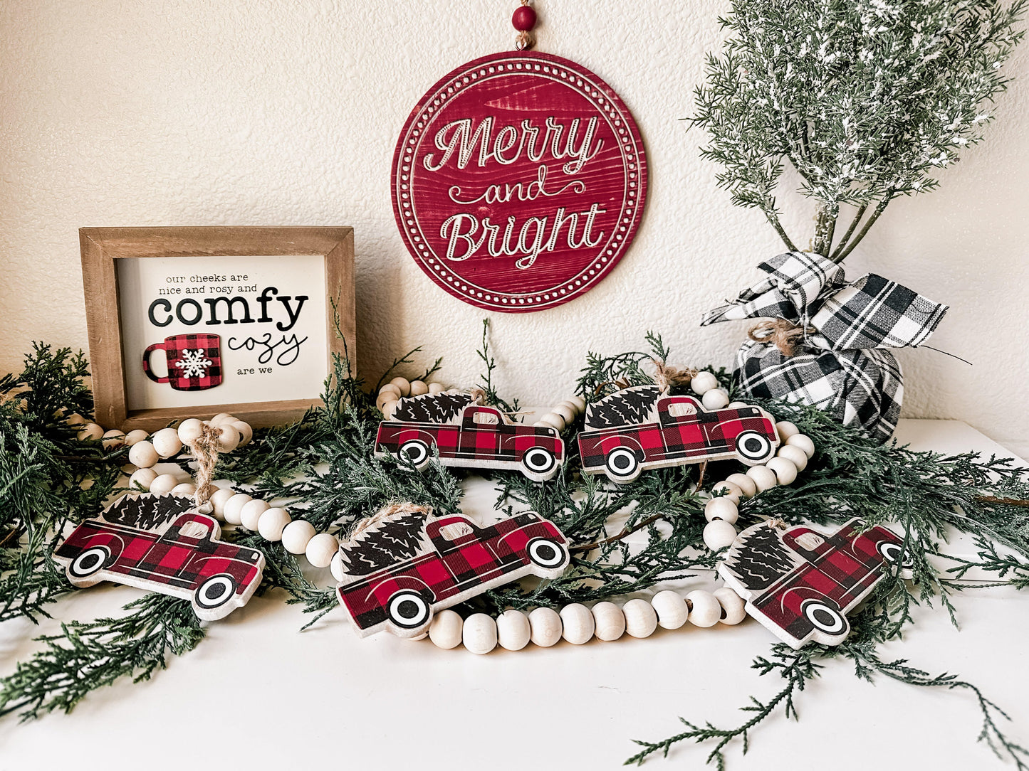 Red Buffalo Plaid Truck Garland