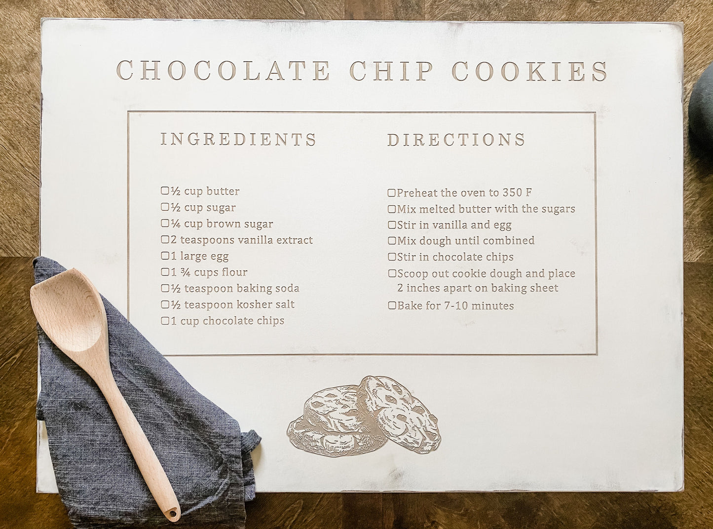 READY TO SHIP Chocolate Chip Cookie Recipe Stove Cover - 2 Options