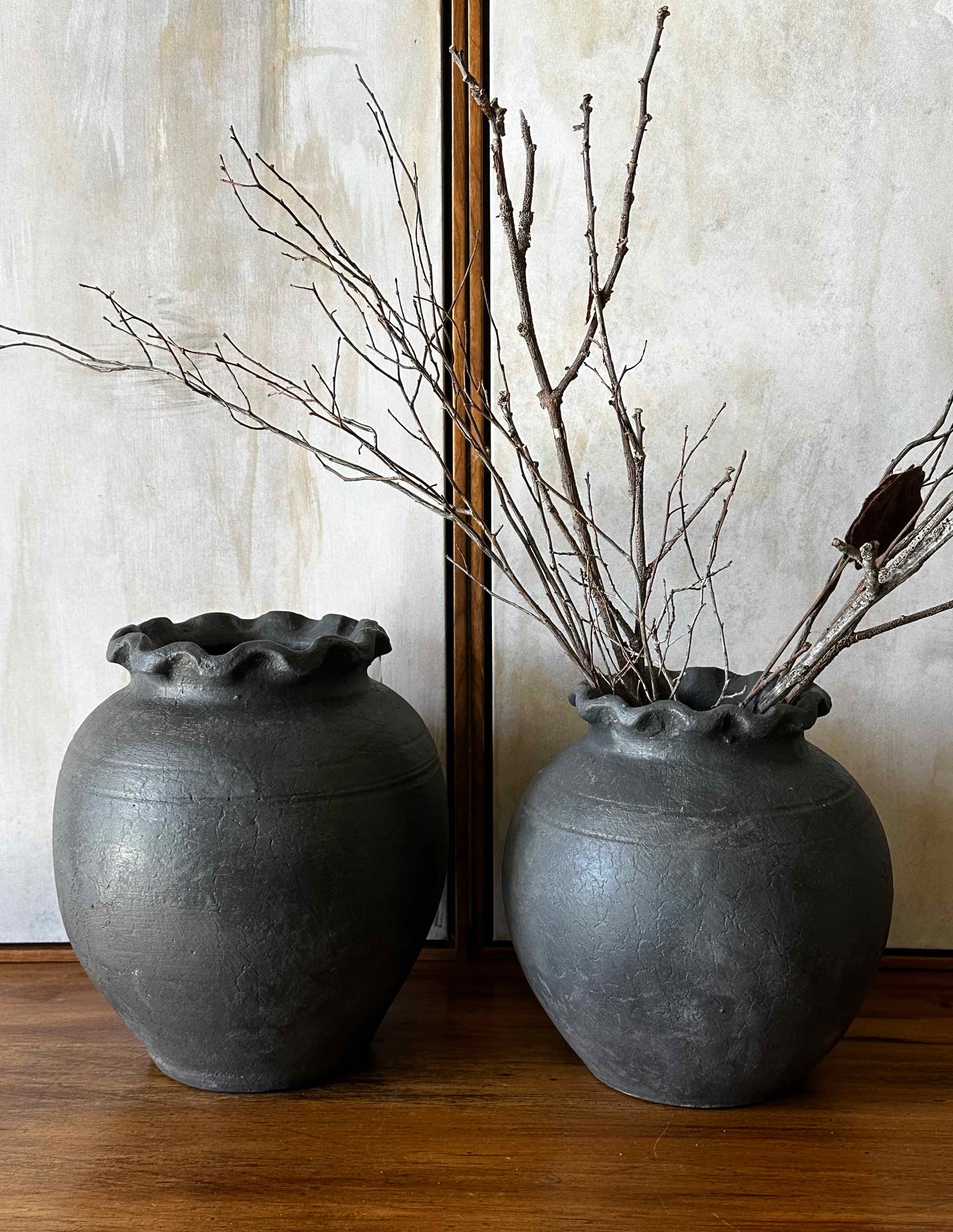 Distressed Black Vase