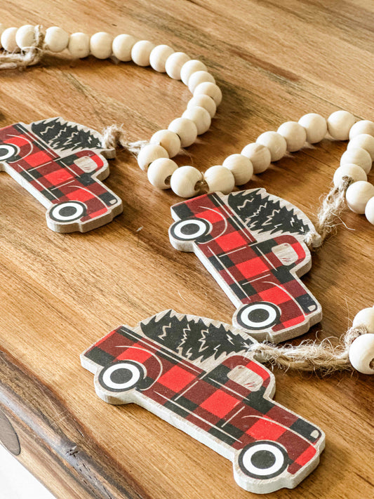 Red Buffalo Plaid Truck Garland