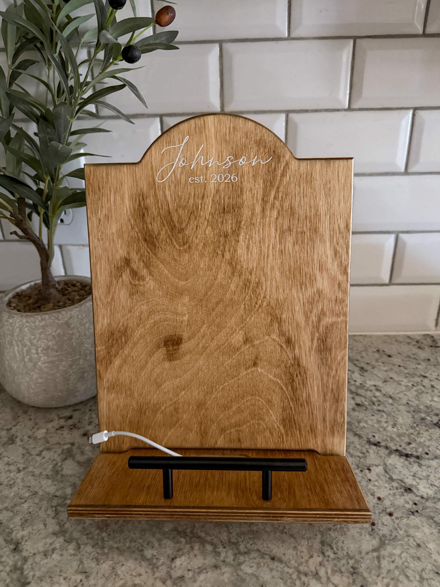Golden Oak Stain Cookbook Holder Personalized