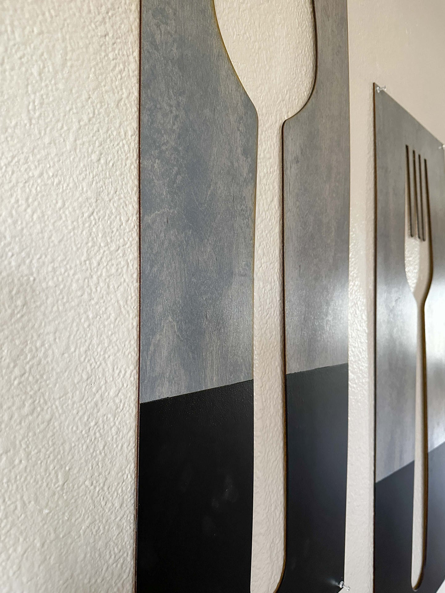 Fork, Knife, & Spoon Wall Hanging, Heather Gray + Black