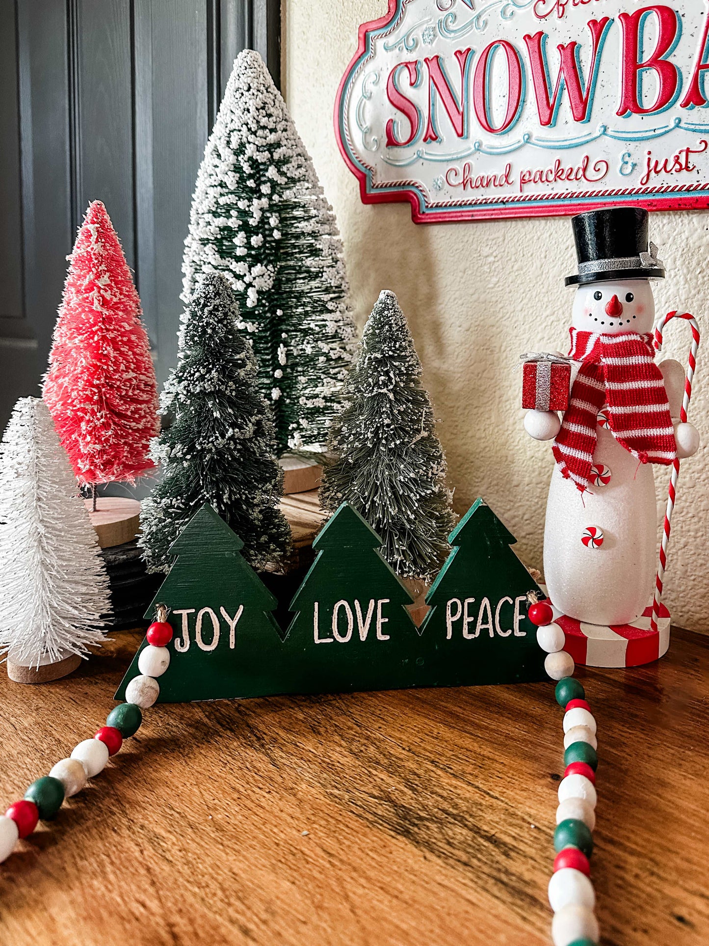 Love Peace Joy Christmas Bead Garland