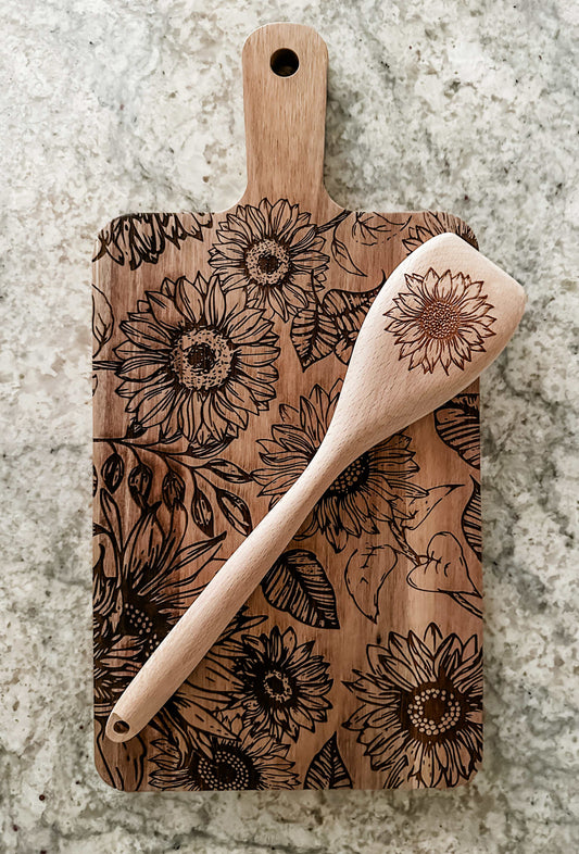 Sunflower Cutting Board & Spoon Set