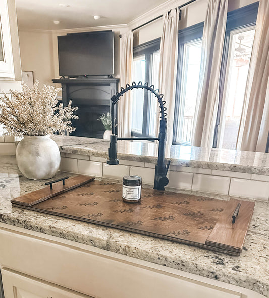 Decorative sink cover in our all over floral design