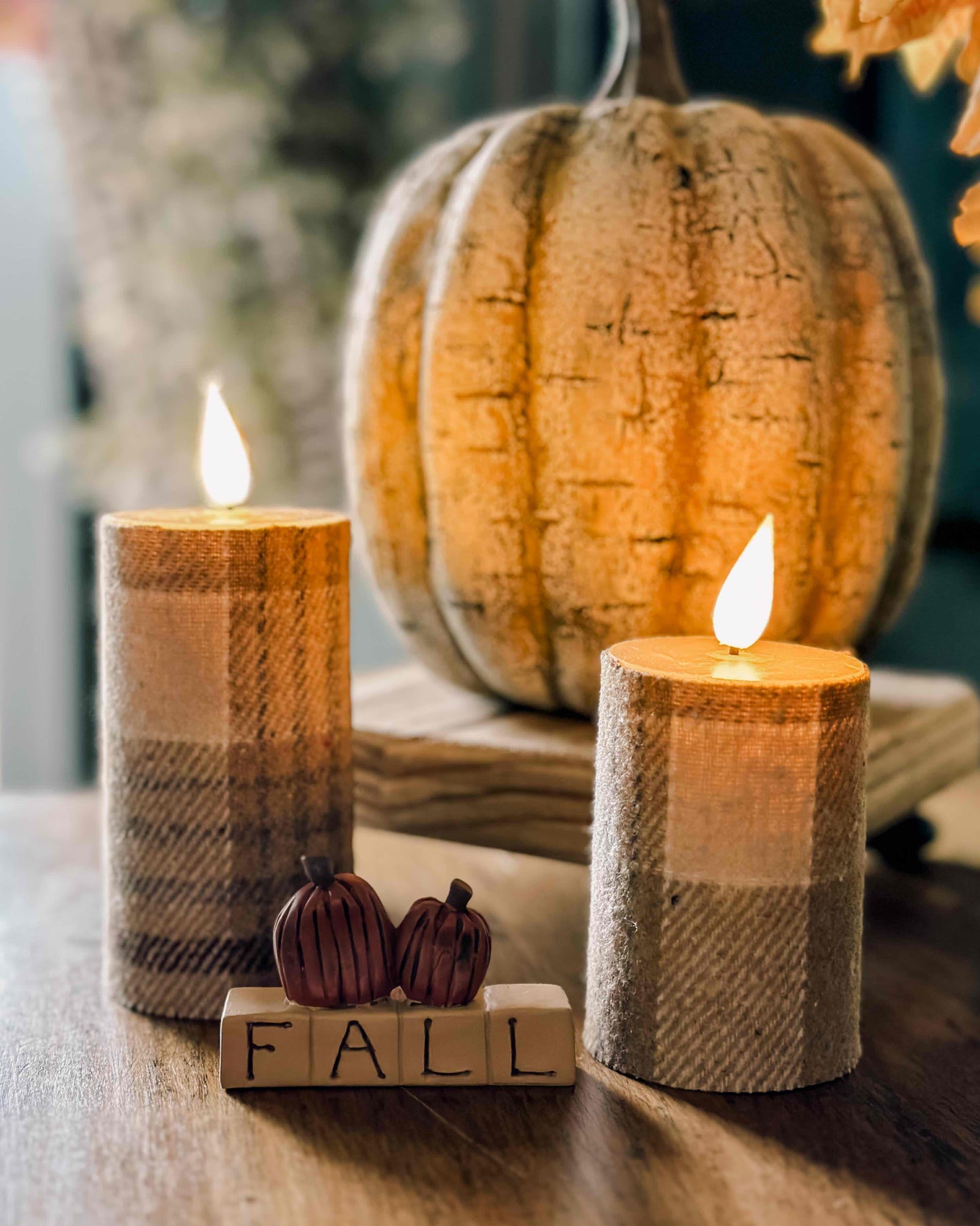 Fall Plaid Candle 3 inch