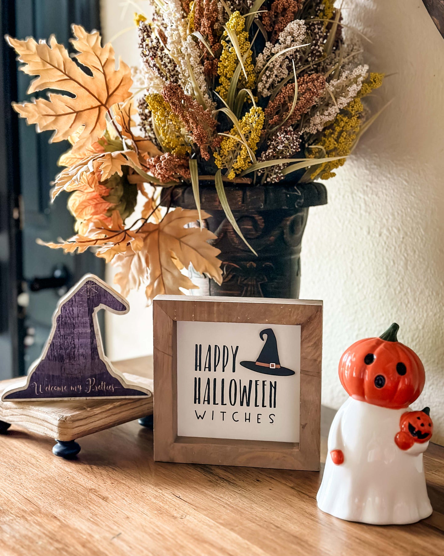 Light Up Pumpkin Ghost Figurine