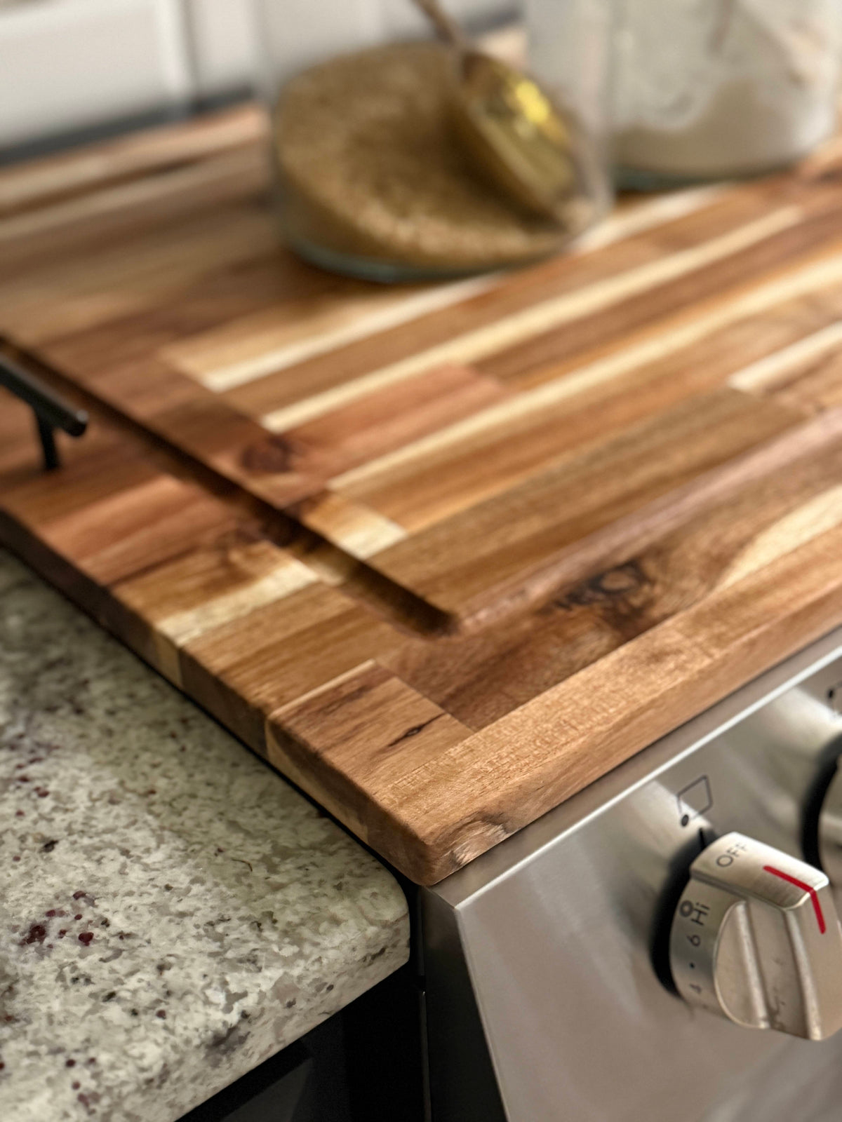Acacia wood stove cover - cutting board stove cover
