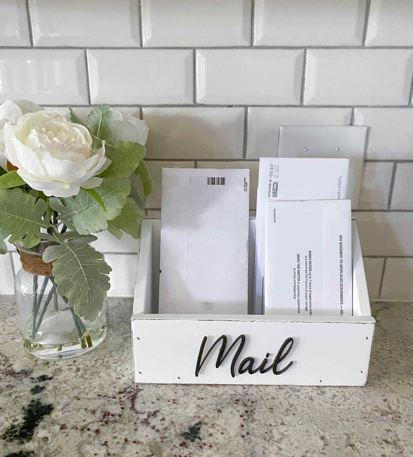 Mail Caddy Distressed White