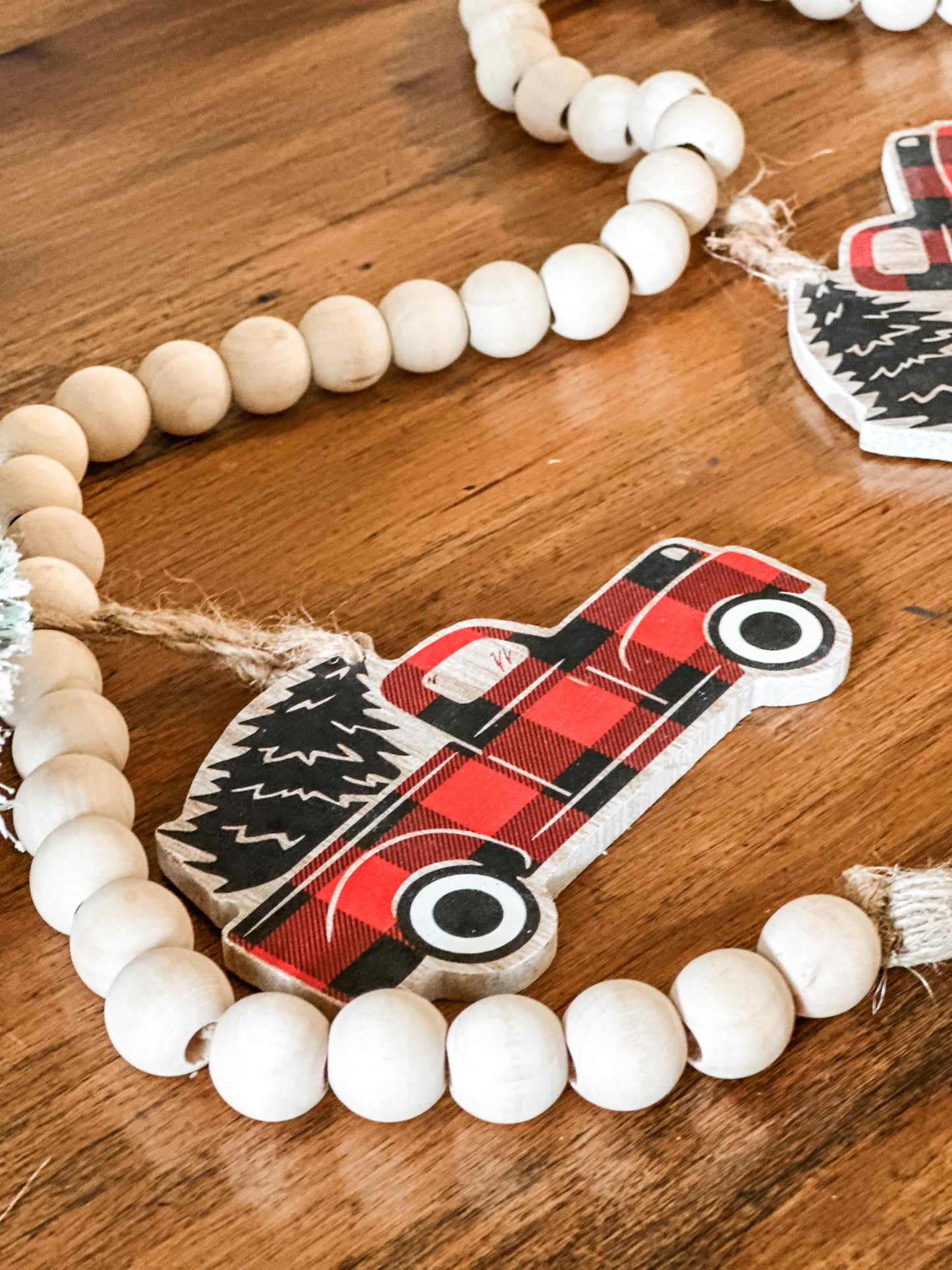 Red Buffalo Plaid Truck Garland