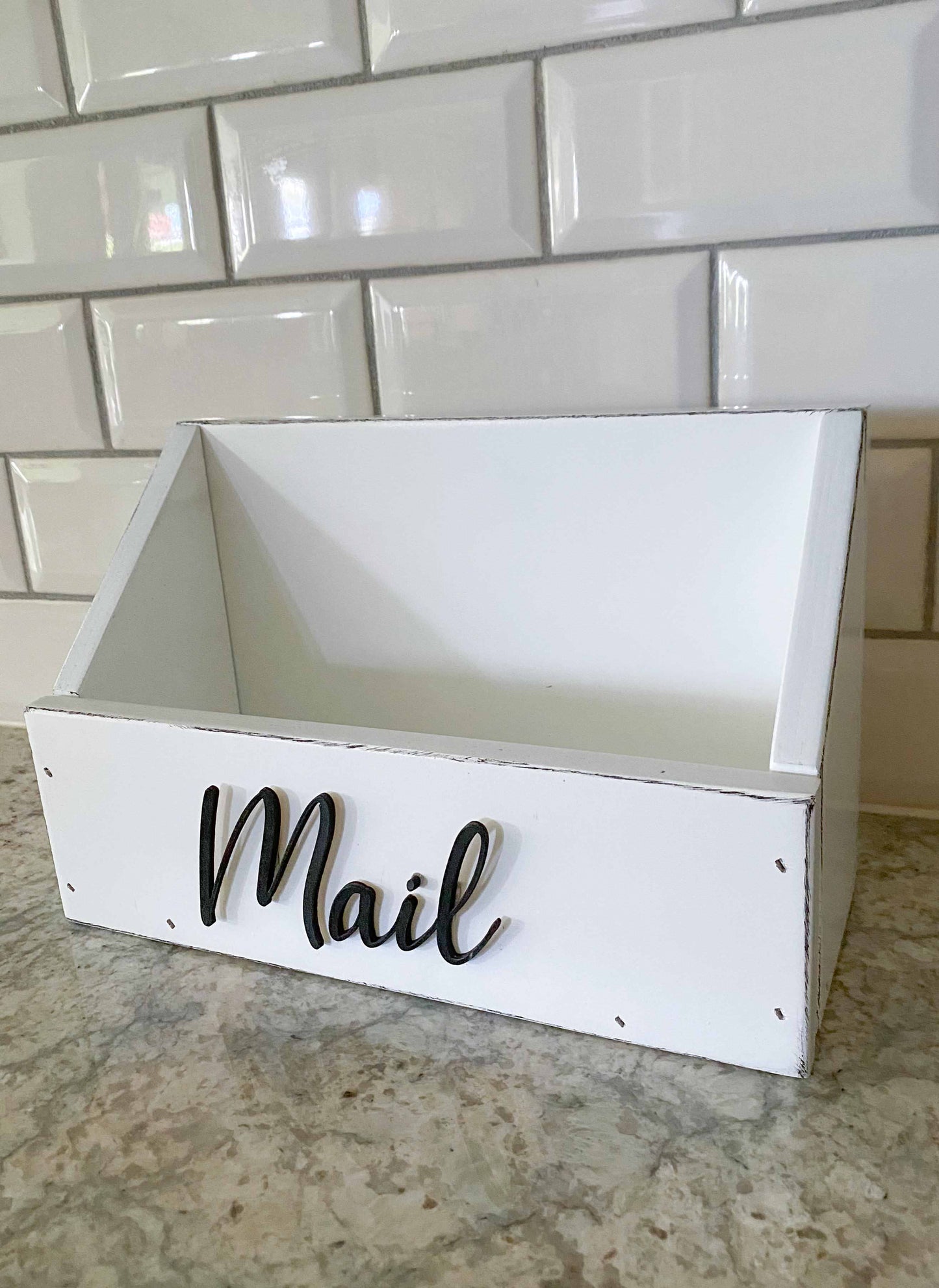 Mail Caddy Distressed White