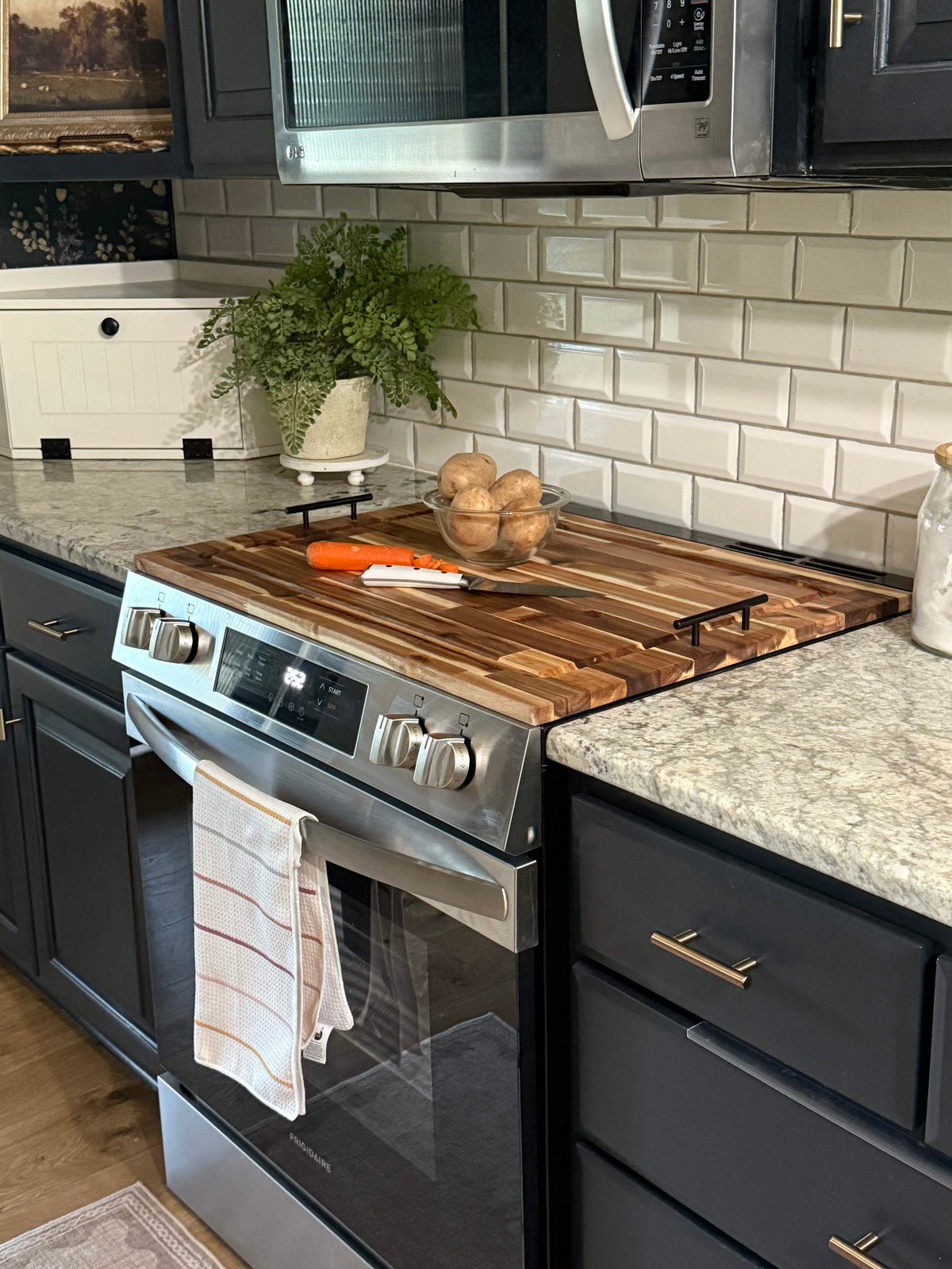 Acacia wood stove cover - cutting board stove cover
