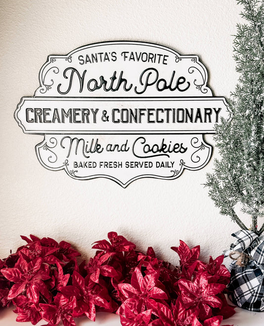 North Pole Creamery & Confectionary Metal Wall Sign