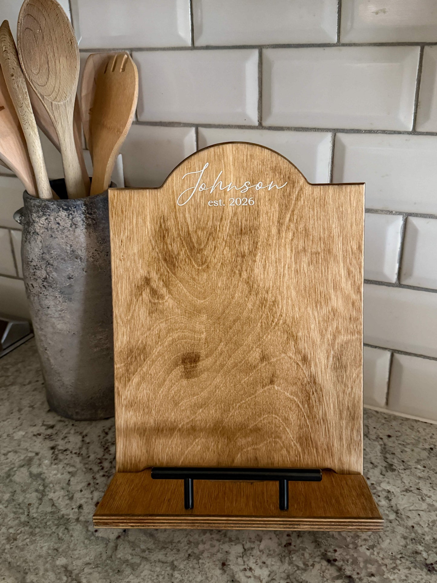 Golden Oak Stain Cookbook Holder Personalized