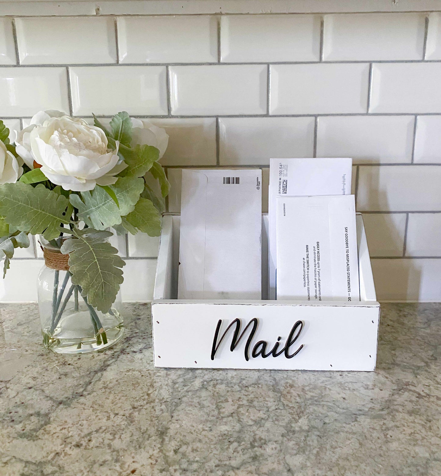 Mail Caddy Distressed White