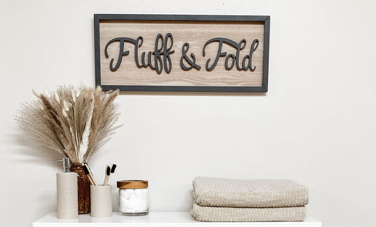 Clearance -Fluff and Fold Wood Look Sign