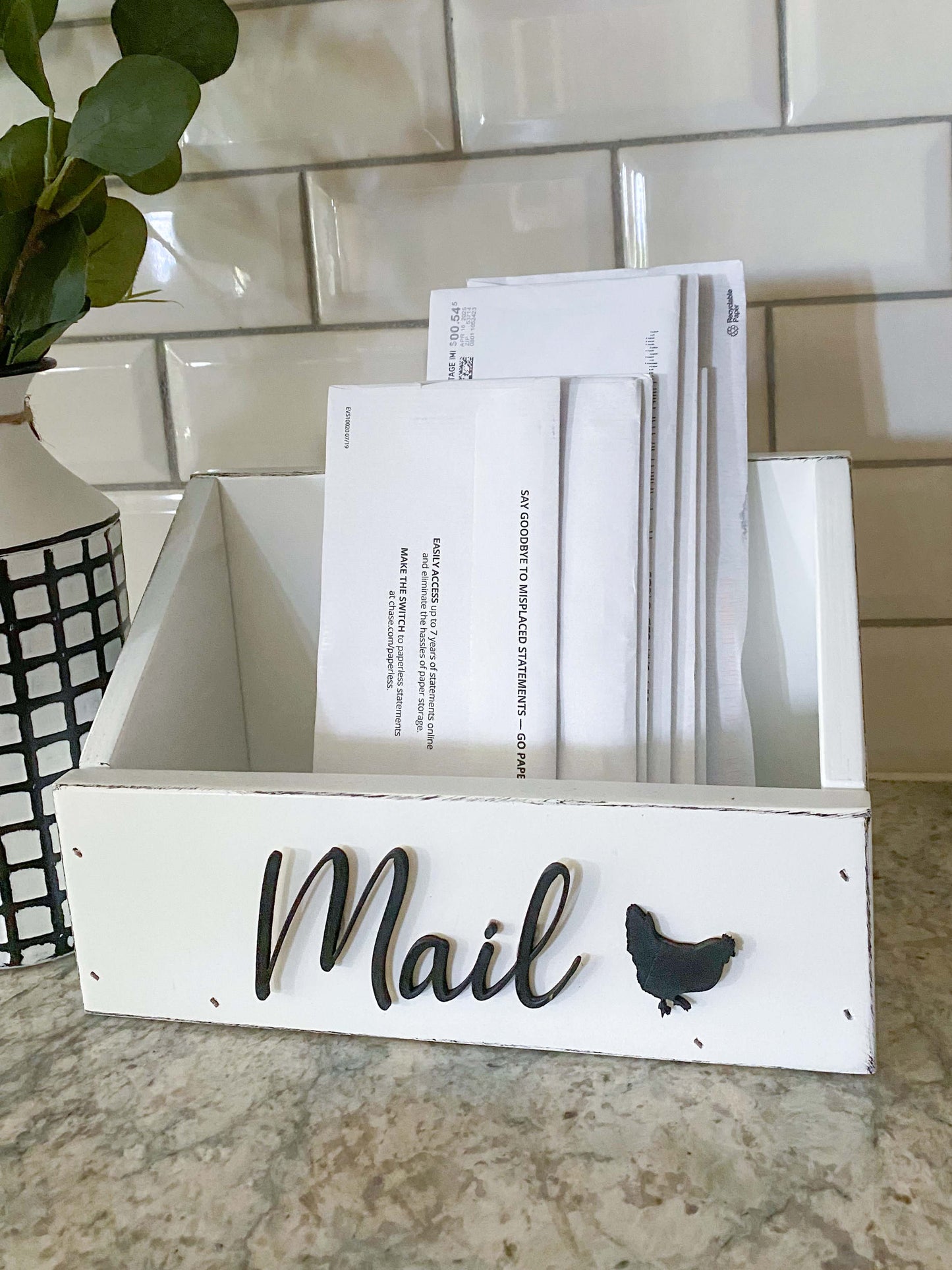 Mail Caddy Distressed White