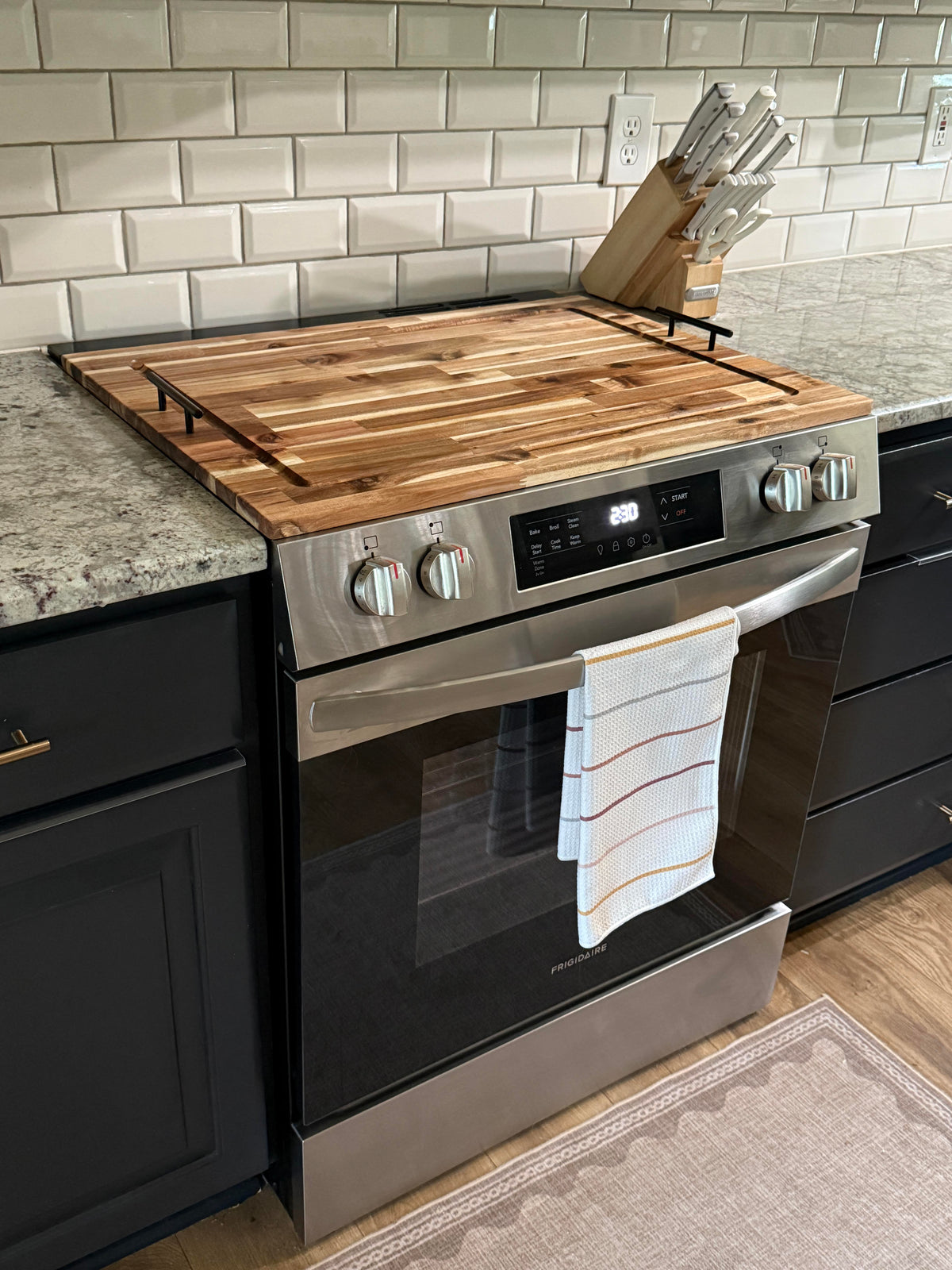 Acacia wood stove cover - cutting board stove cover