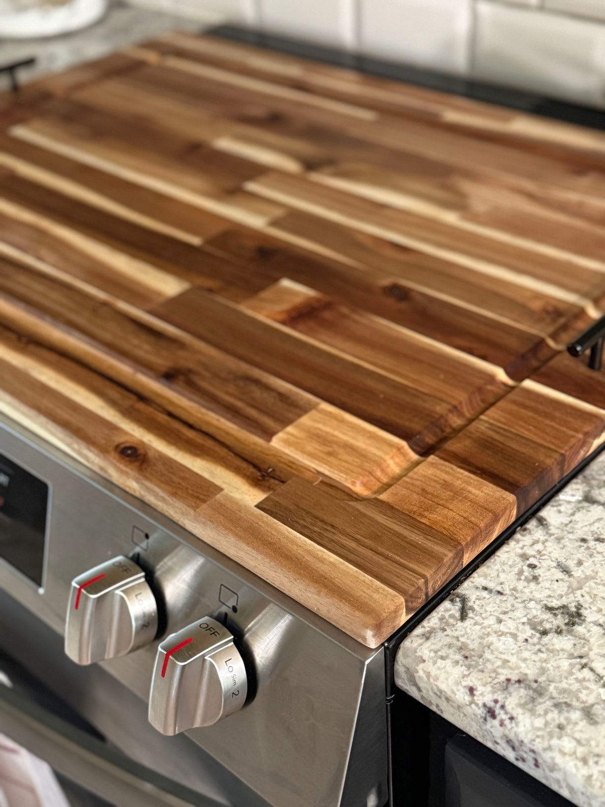 Acacia wood stove cover - cutting board stove cover