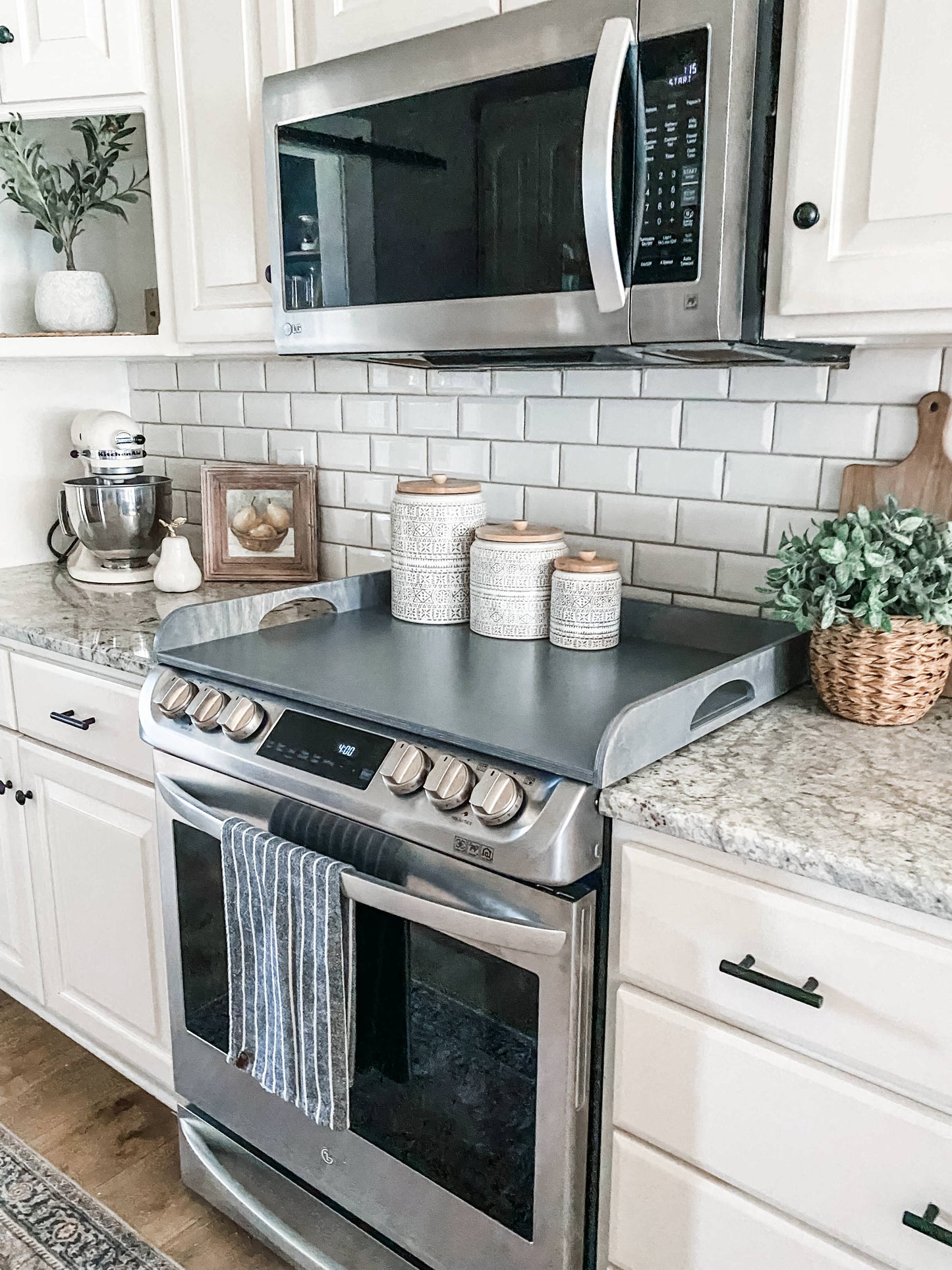 Raised Edge Heather Gray Stove Cover