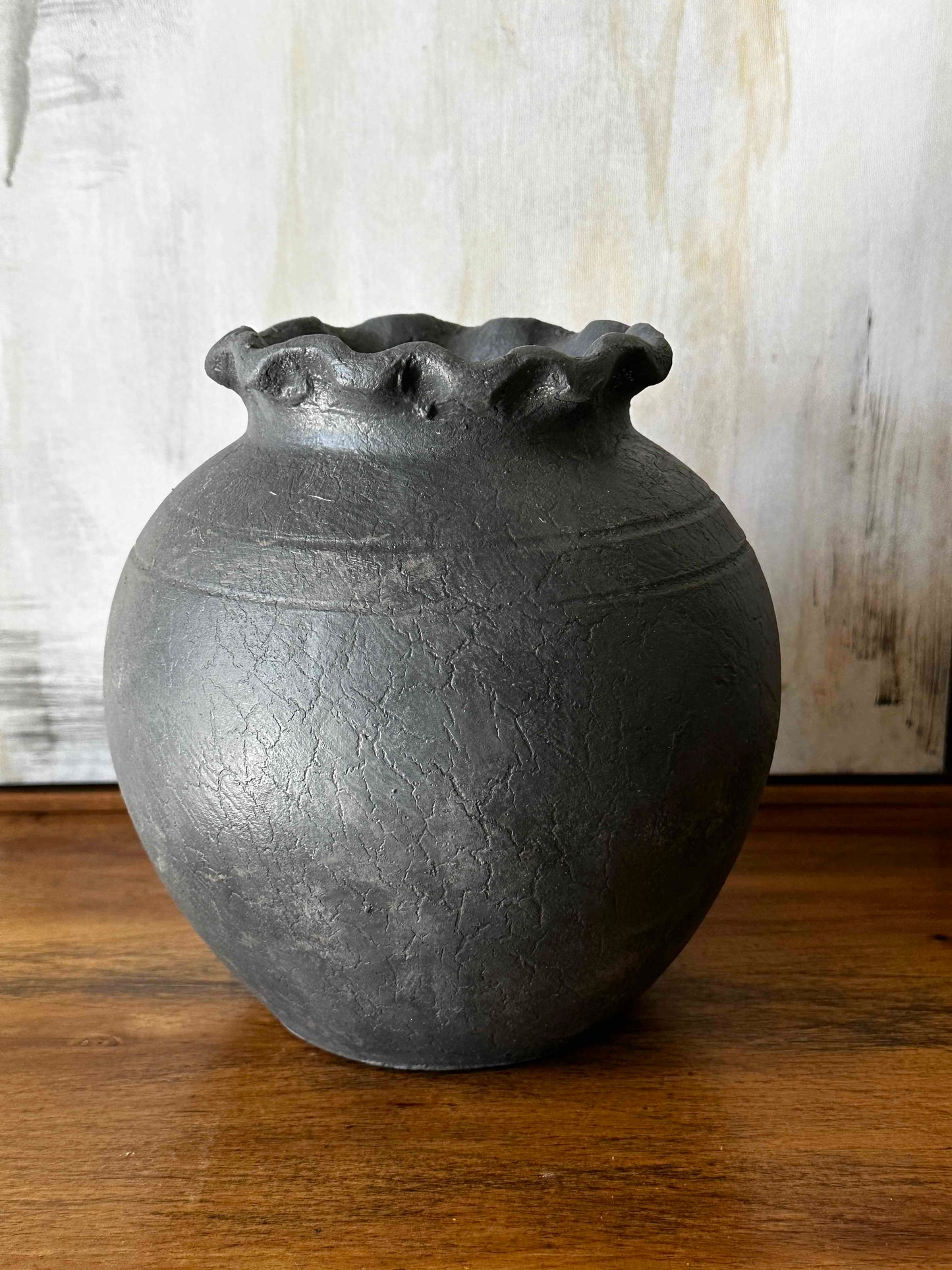 Distressed Black Vase