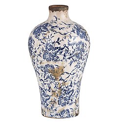 French Country Blue Floral Vase