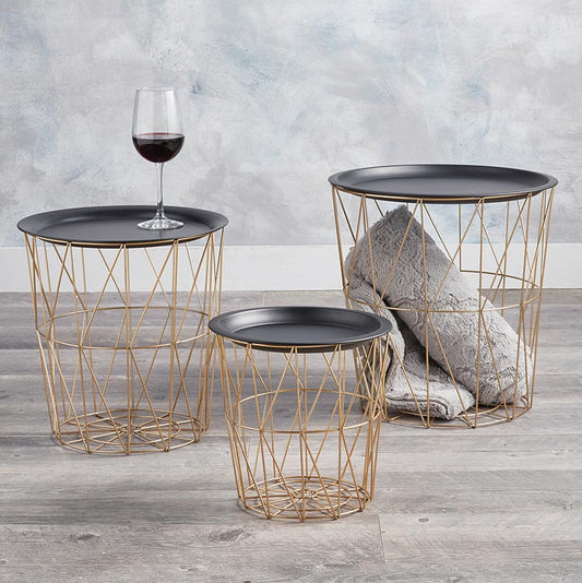 Gold Wire Nesting Table - Set of 3