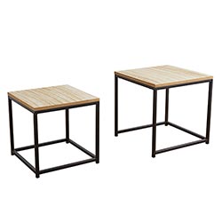 Set of two black iron side tables