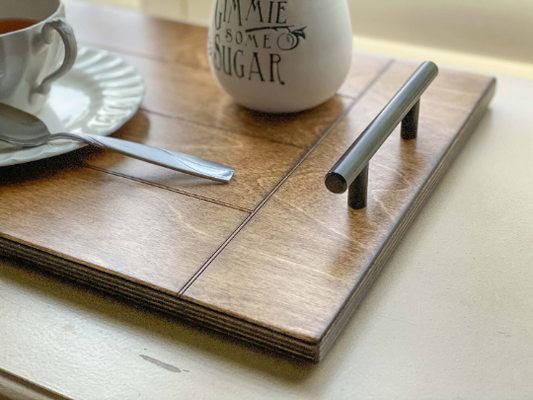 Slatted Serving Tray in Warm Brown