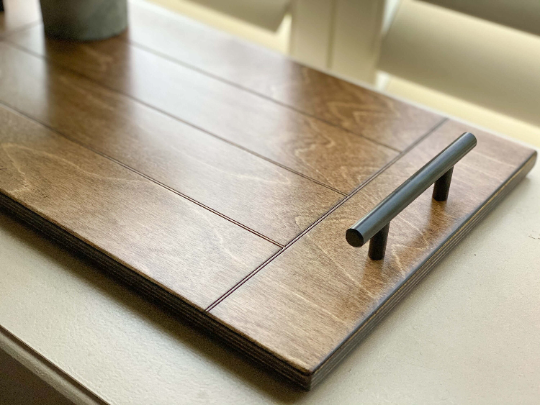 Slatted Warm Brown Stain Decorative Tray